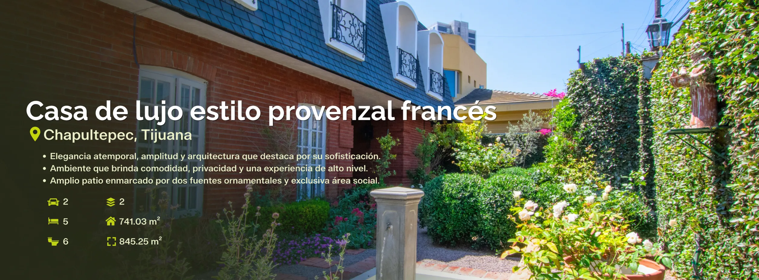 Casa de lujo en venta en Chapultepec Zona Dorada Tijuana estilo provenzal francés